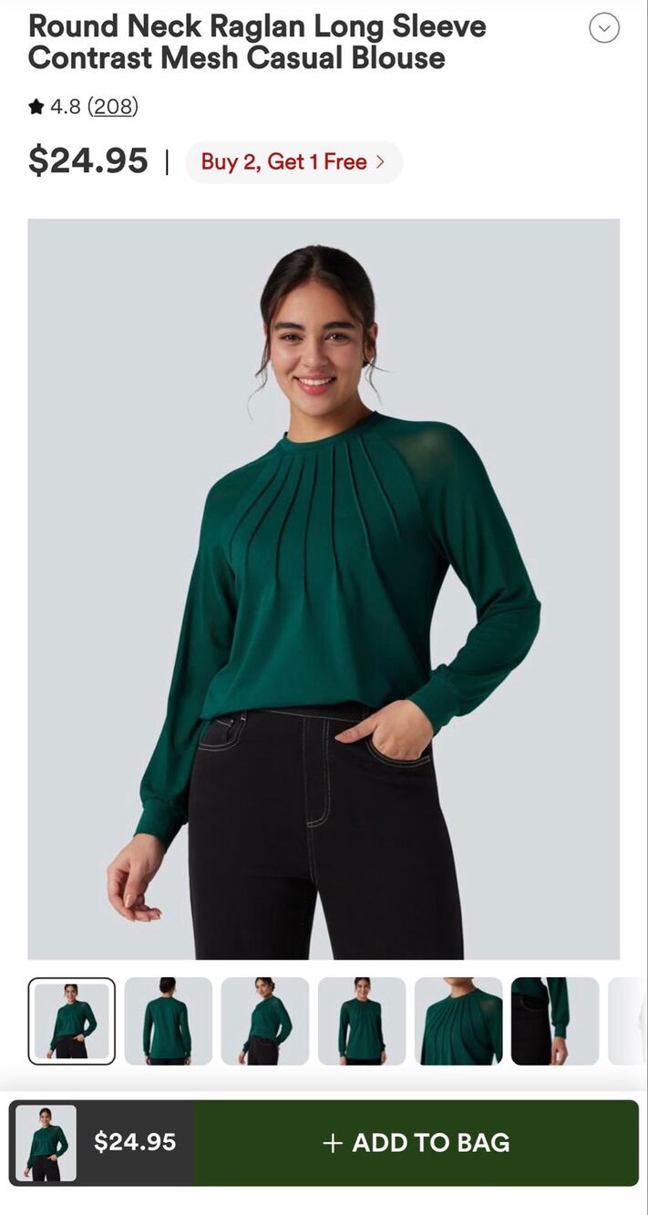 Round Neck Raglan Long Sleeve Contrast Mesh Casual Blouse